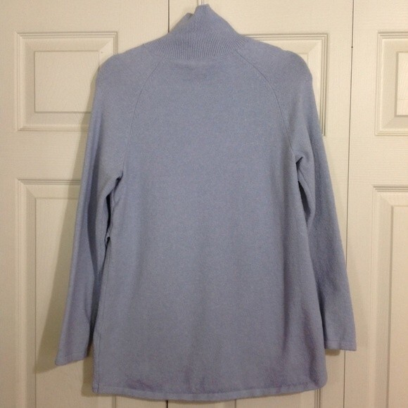 SOFT SURROUNDINGS Small Kalie Sweater Tunic Wool Cotton Light Blue Tulip Hem - Picture 5 of 8